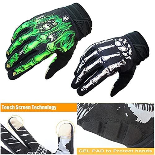 BRZSACR Skeleton Cycling Gloves for Off-Road MTB, Shock Absorption & Touch Screen Compatible