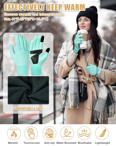 Winter Thermal Waterproof Touchscreen Gloves for Men and Women with Adjustable Zippered Wrist
