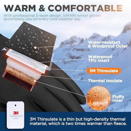 SIMARI Winter Gloves: Warm, Touchscreen Compatible, Waterproof for Men & Women