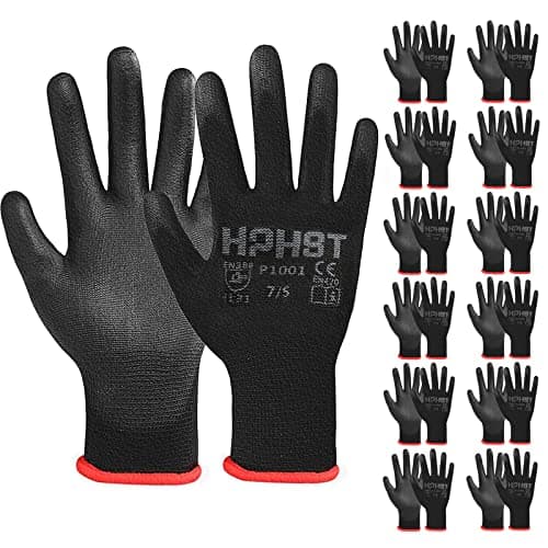 PU Coated Safety Work Gloves, 12 Pairs for Mechanics