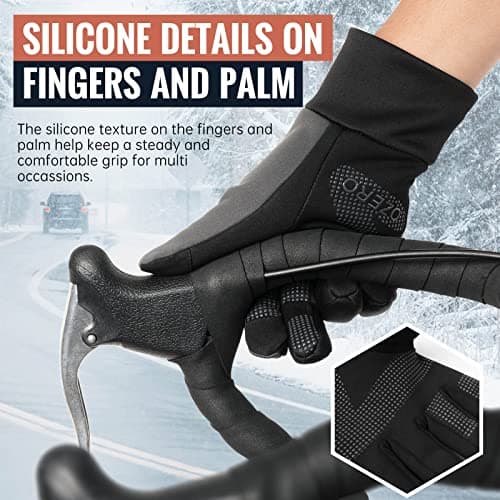 OZERO Winter Touchscreen Gloves for Men: Warm, Windproof, Water Resistant Running & Hiking Gloves
