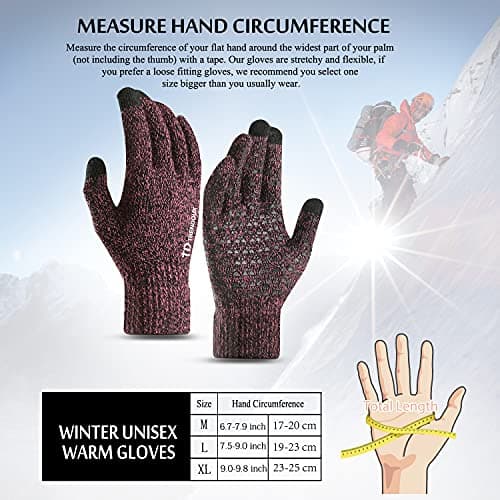 TRENDOUX Winter Gloves for Men & Women - Touch Screen Cold Weather Thermal Knit Gloves