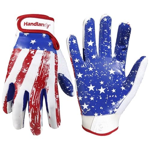 HANDLANDY Sticky Wide Receiver Gloves for Youth Football Players — Blue- star