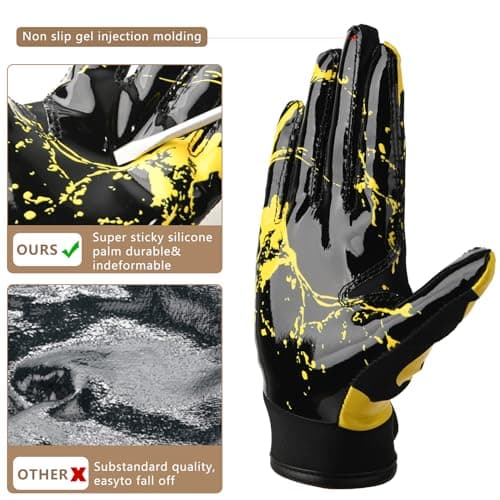 Youth Football Gloves for Kids - Excellent Grip Receiver Gloves
