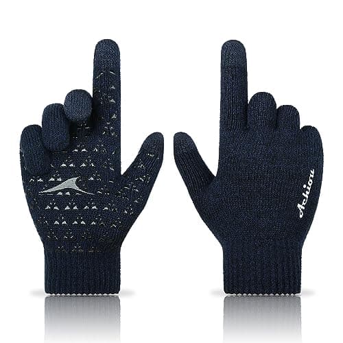 Achiou Winter Gloves for Men & Women - Touch Screen Compatible Warm Running Gloves — Black & Navy