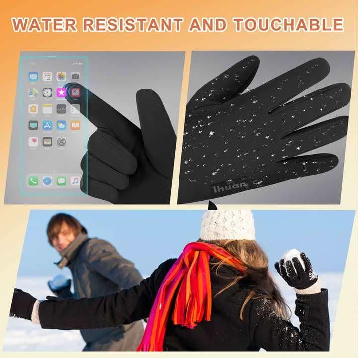 ihuanWinter Waterproof Gloves for Men & Women - Cold Weather Touchscreen Friendly Ski Running Cycling