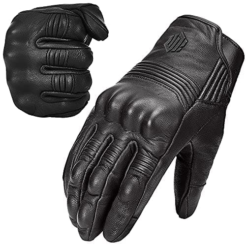 ILM Black Perforated Goatskin Motorcycle Gloves DN01 Touchscreen Compatible — Black Unperforated