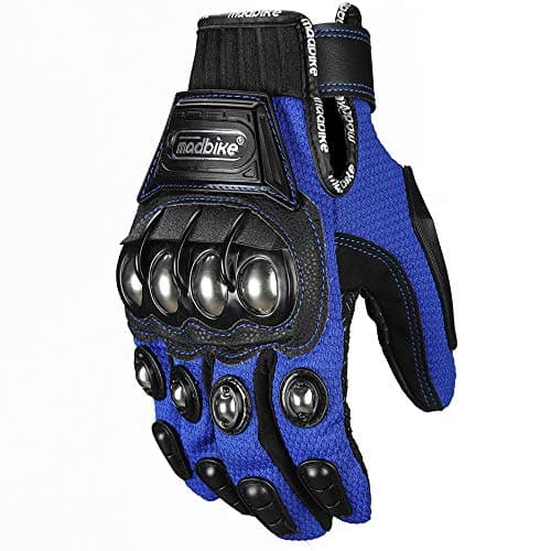 ILM Alloy Steel Touchscreen Motorcycle Racing Glove — Blue