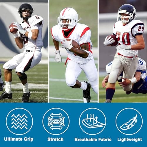 Football Gloves for Men, Youth, and Adults with Super Tacky Grip