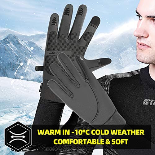 Suneed Men's Winter Gloves, Waterproof & Touchscreen Cold Weather Running and Hiking