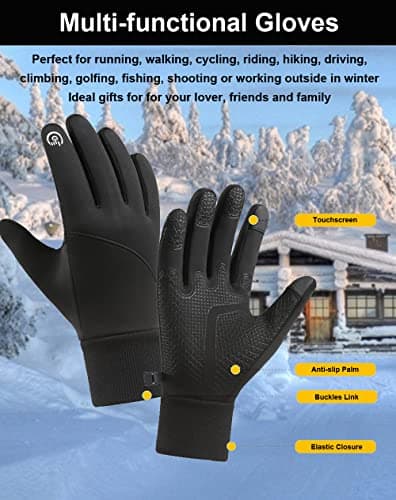 SUJAYU Warm, Touch Screen Winter Gloves for Men & Women - Waterproof, Ideal for Running & Cycling
