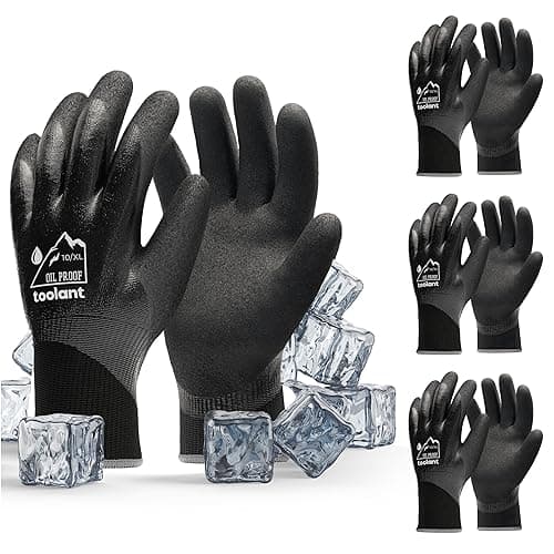 100% Waterproof Gloves for Men and Women, Touchscreen, Thermal Freezer Work Gloves, Blue, X-Large — Black-3 Pairs