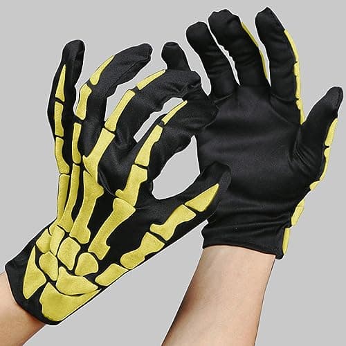 Naichuo Skeleton Gloves for Halloween Costumes (Men, Women, Kids Over 3)