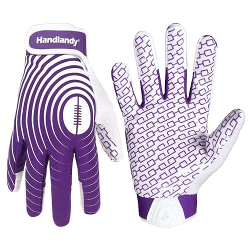 Youth Football Gloves for Kids & Adults in White/Gold — White and Purple