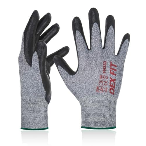 DEX FIT Nitrile Work Gloves, 3D-Comfort Stretch, 3Packs, Durable & Breathable; Grey M (8)