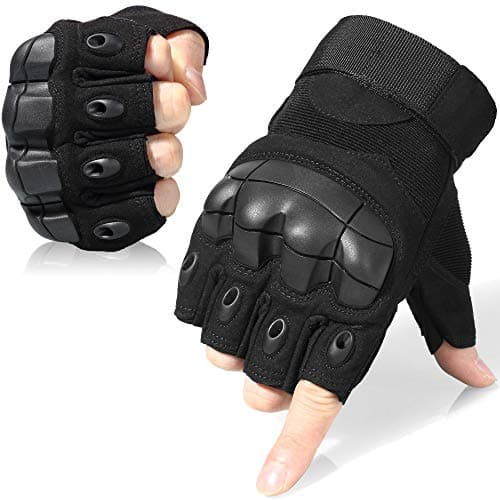 Tactical Fingerless Gloves for Motorbike & Motorcycle Riding — Black