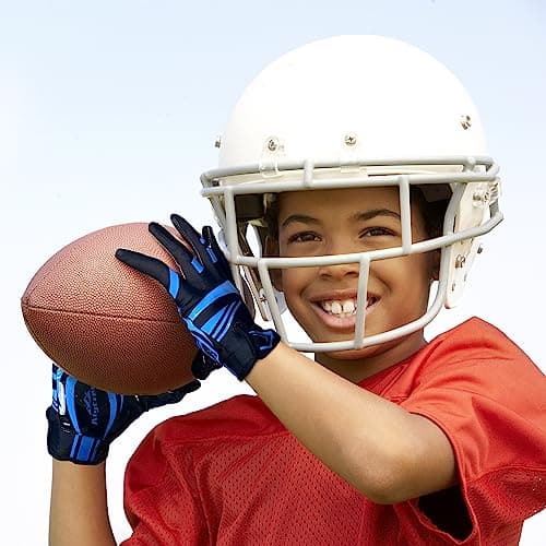 Children's No-Slip Football Gloves, Enhanced Silicone, Adjustable Fit (Blue-Black M/L)