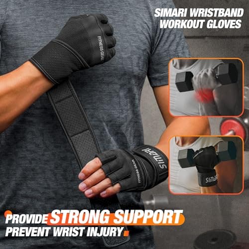 SIMARI Ventilated Workout Gloves with Wrist Support for Men and Women