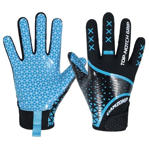 Youth Flag Football Gloves for Kids with Sticky Grip - Snug Fit — Black and Blue