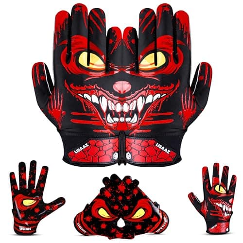 Crimson Pro Ball Feel Football Gloves for Youth & Men | Top Notch Receiver Gloves