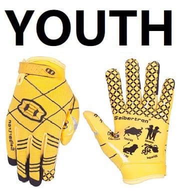 Seibertron Pro 3.0 Elite Ultra-Stick Sports Glove Football Gloves — Youth Size Yellow