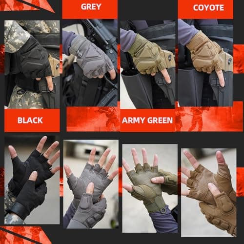 Seibertron Tactical Fingerless Gloves for Men & Women XXS-XXL