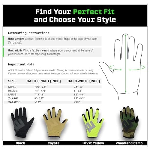 APEX 1.0 High Dexterity Work Gloves for Tactical, Shooting, Hunting, Multi-Sport Protection