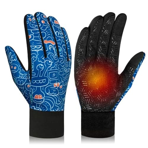 RIGWARL Upgraded Wool Winter Gloves, Waterproof & Touch Screen Compatible, Perfect Gifts for Men and Women — 112 Plus-(75% Warm&water-resistant)-blue Monster