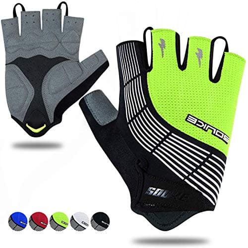 Souke Sports Half-Finger Cycling Gloves MTB Road Anti-Slip Shock-Absorbing — Green-black