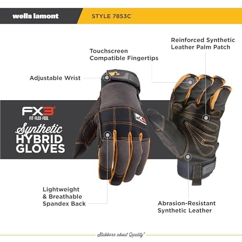 Wells Lamont FX3 Men's Extra Large Dexterity Gloves, Touchscreen, Black