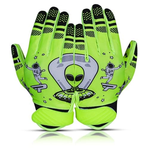 GripPro Tech Alien Grip Infinite Pro Football Gloves – Endless Game — Neon Green