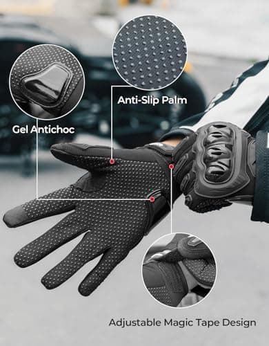 KEMIMOTO Touchscreen Motorcycle Gloves for Men/Women, Anti-Slip Dirt Bike Gloves with Shell