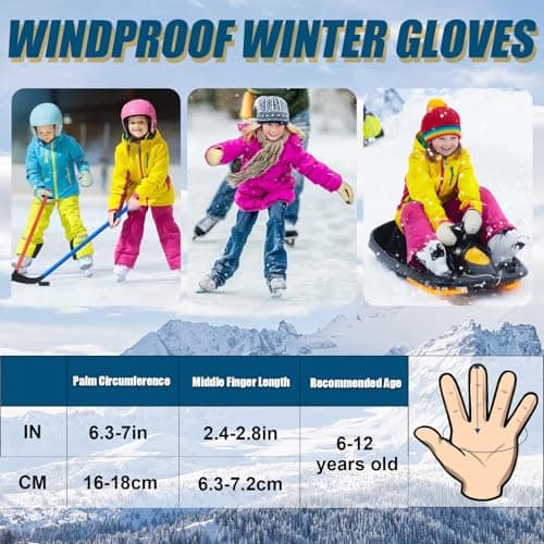 RIGWARL Winter Waterproof Kids Mittens Light Blue