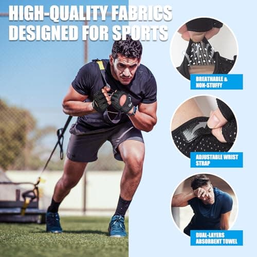 RIGWARL Ventilated Gym Gloves with Full Palm Protection for Weightlifting & Fitness