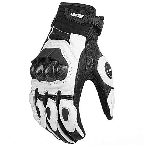 ILM Air Flow Leather Motorcycle Gloves (L, Black) — White