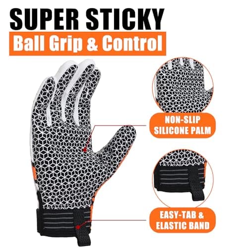 Youth High Grip Football Gloves for Kids Stretch Fit