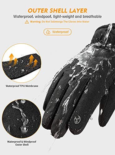 TRENDOUX Men's Winter Warm 3M Thinsulate -20℉ Windproof Waterproof Ski Gloves
