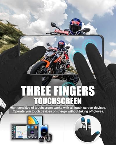 RIGWARL Touchscreen Motorcycle Gloves with TPR Palm Pad for Men and Women