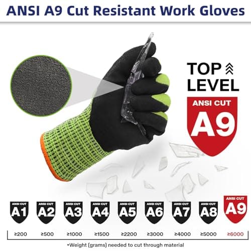 Schwer ProGuard PR3326 Sandy Nitrile Cut Resistant Gloves, ANSI A9, Extreme Protection, Touch-Screen, Durable, Machine W