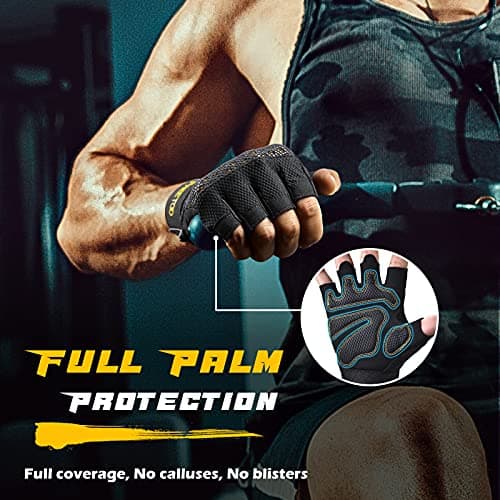 FREETOO Men's Weight Lifting Gloves with Cushion Pads and Silicone Grip