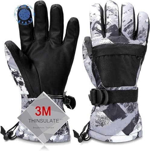 Odtmger Warmest Waterproof & Breathable Ski Gloves, Perfect for Men & Women in Cold Weather — Grey
