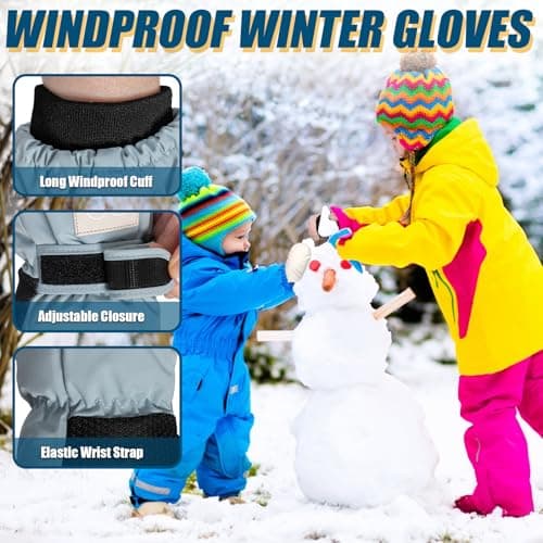 RIGWARL Winter Waterproof Kids Mittens Light Blue