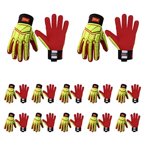 Handlandy Heavy Duty Impact Gloves, SBR Padding, TPR Protector — Yellow-12pairs