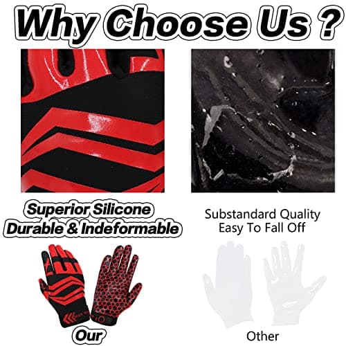 Non-Slip Silicone Football Gloves for Adults & Youth Lightweight Flexible Receiver Gloves