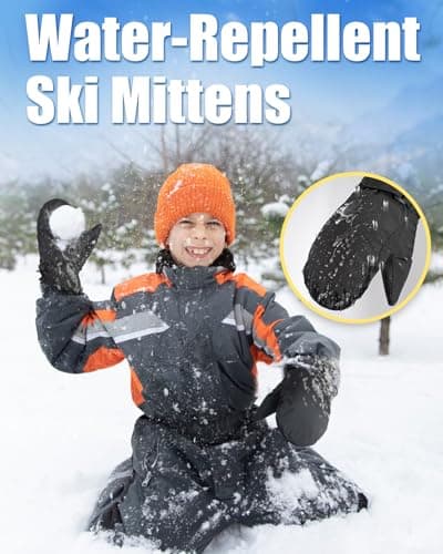 RIGWARL 10℉ Kids Ski Mittens Waterproof Anti-Slip Windproof