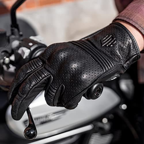 ILM Black Perforated Goatskin Motorcycle Gloves DN01 Touchscreen Compatible
