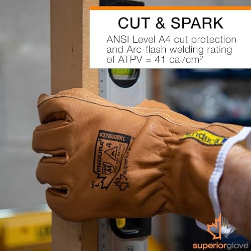Endura Safety 378GOBKL Arc Flash Gloves - Goat Grain Leather, Water Resistant, Cut Resistant Protection, Medium (1 Pair)