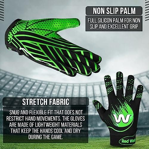 RED WORLD Sticky Football Gloves for Youth and Adults