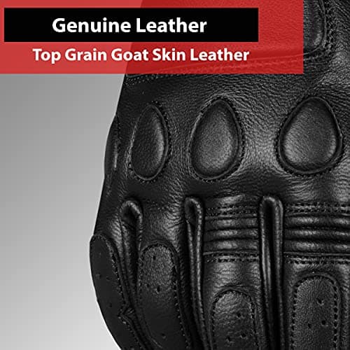 Vintage Goatskin Leather Motorcycle Gloves for Men's Cycling Racing Powersports