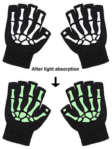 Cooraby Glow in the Dark Halloween Skeleton Knitted Gloves